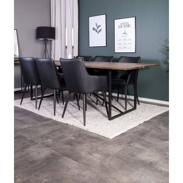 Ruokapöytä Herrljunga 250 cm - Musta / Tumma Tiikki Ruokapöytä Herrljunga 250 cm - Musta / Tumma Tiikki