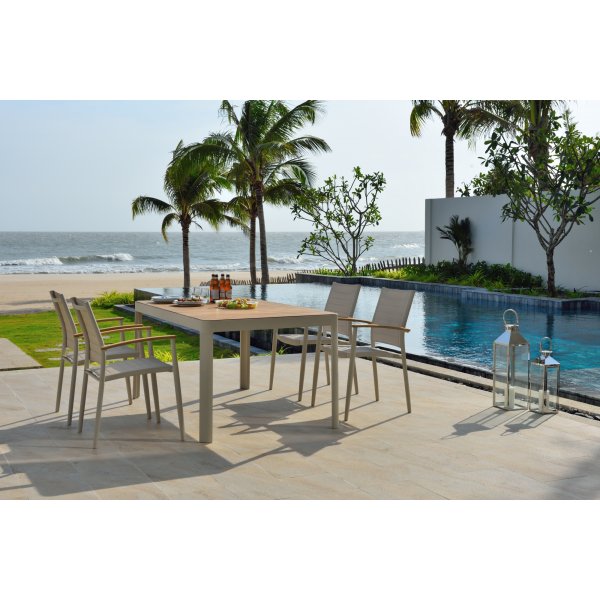 Portals ruokailuryhmä 5 - Valkoinen/tiikki Portals ruokailuryhmä 5 - Valkoinen/tiikki