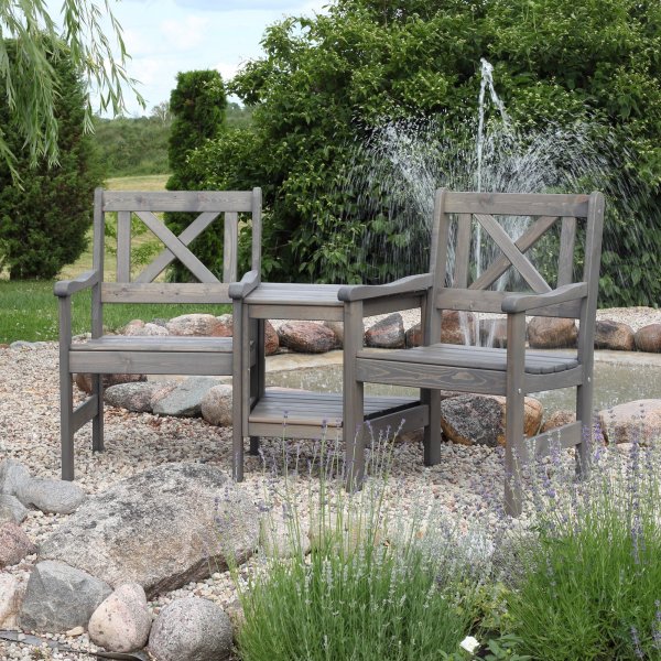 Europe-puutarhapenkki vlipydll - Loveseat - harmaa