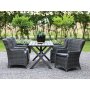 Ruokailuryhm Scottsdale Pyt 150 cm Shabby Chic Grey sislten 4 Jacksonville-nojatuolia harmaata synteettist rottinkia + Huonekalujen tahranpoistoaine