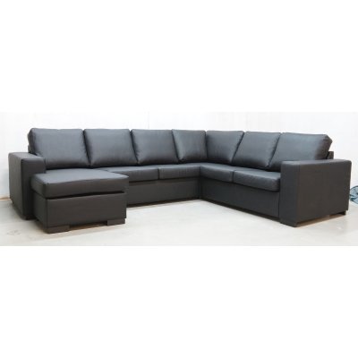 Solna XL U-sohva liimattua nahkaa - Vasen + Huonekalujen tahranpoistoaine