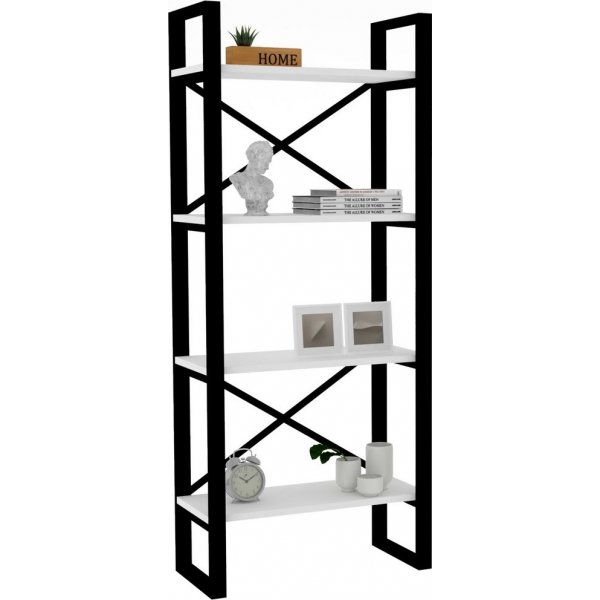 Alaro moderni kirjahylly - valkoinen/musta