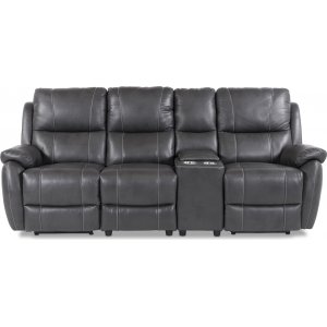 Enjoy Hollywood, sähköinen recliner-sohva (Elokuvasohva), kolmen istuttava, oikeanpuoleinen konsoli - Harmaa eco-nahka Enjoy Hollywood, sähköinen recliner-sohva (Elokuvasohva), kolmen istuttava, oikeanpuoleinen konsoli - Harmaa eco-nahka