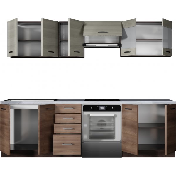 Amanda tydellinen keitti 260 cm - Tummanruskea/navara tammi/wenge/graniitti