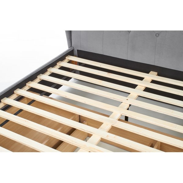 Binta sängynrunko - Harmaa (sametti) + Huonekalujen jalat Binta sängynrunko - Harmaa (sametti) + Huonekalujen jalat