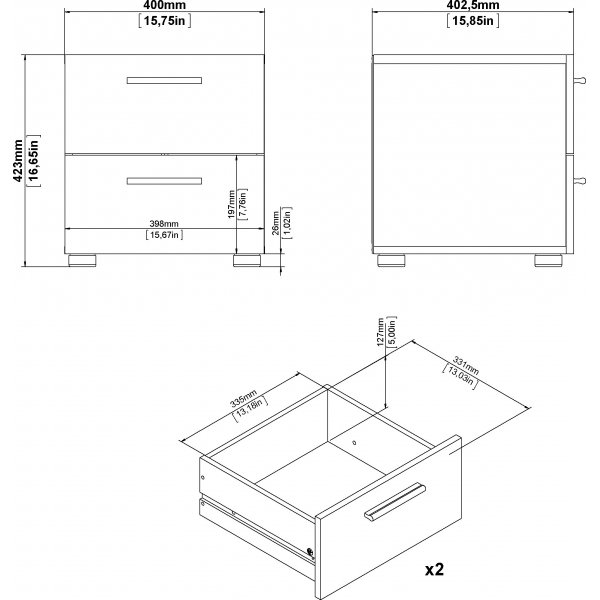 Pepe yöpöytä - Musta tuhka Pepe yöpöytä - Musta tuhka