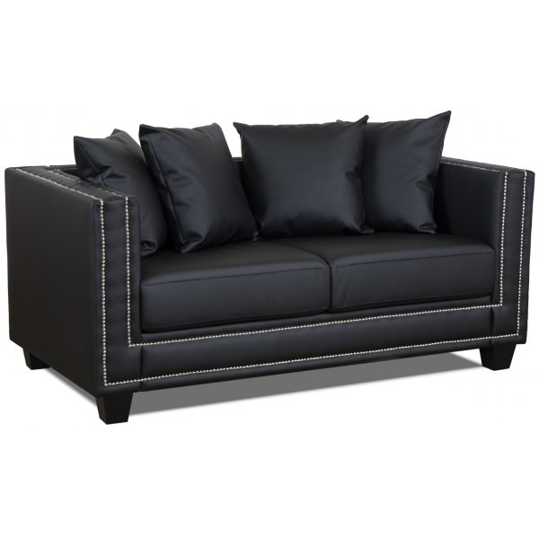 Tempel 2-istuttava sohva niiteillä - Musta keinonahka Tempel 2-istuttava sohva niiteillä - Musta keinonahka
