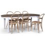 Skagen elintarvikeryhm; ruokapyt 160/210x90 cm - Valkoinen/ruskea ljytty tammi ja 6 Danderyd No.16 tuolia Whitewash