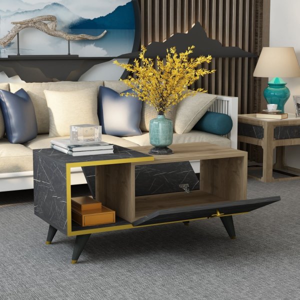 Engel sohvapöytä 90 x 40 cm - Pähkinä/marmori Engel sohvapöytä 90 x 40 cm - Pähkinä/marmori