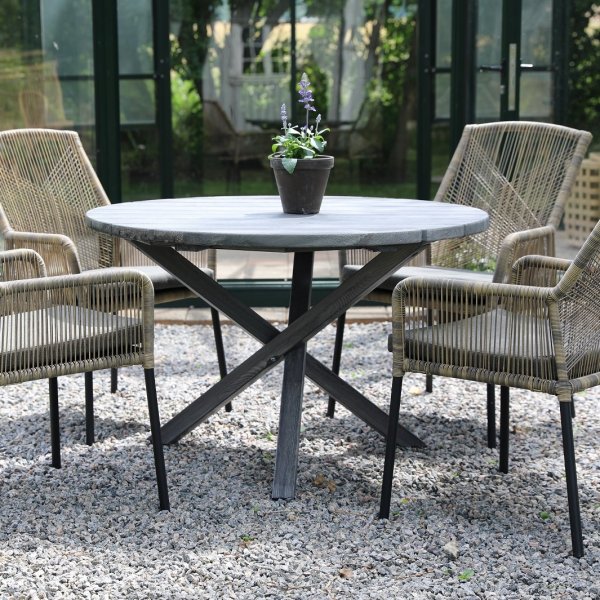 Pyöreä Scottsdale-ruokapöytä 112 cm - Shabby Chic + Huonekalujen puhdistus Pyöreä Scottsdale-ruokapöytä 112 cm - Shabby Chic + Huonekalujen puhdistus