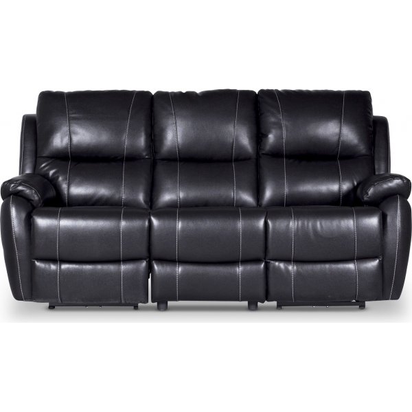 Recliner-sohva Enjoy Chicago (Elokuvasohva) - Kolmen istuttava (shk), mustaa keinonahkaa