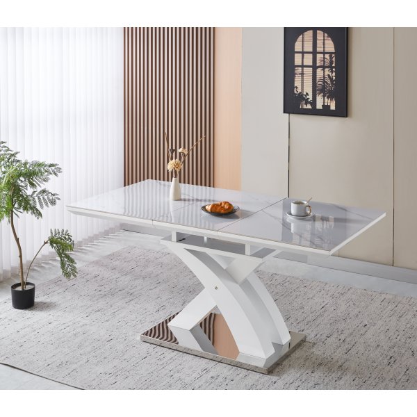 Ingrid-ruokapöytä, jatkettava 120-160 cm - Valkoinen marmori Ingrid-ruokapöytä, jatkettava 120-160 cm - Valkoinen marmori