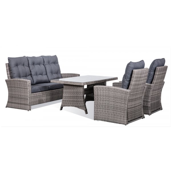 Orlando ulkokalusteiden ryhm korkeaselknojat sdettvt nojatuolit - harmaa/beige + Huonekalujen tahranpoistoaine