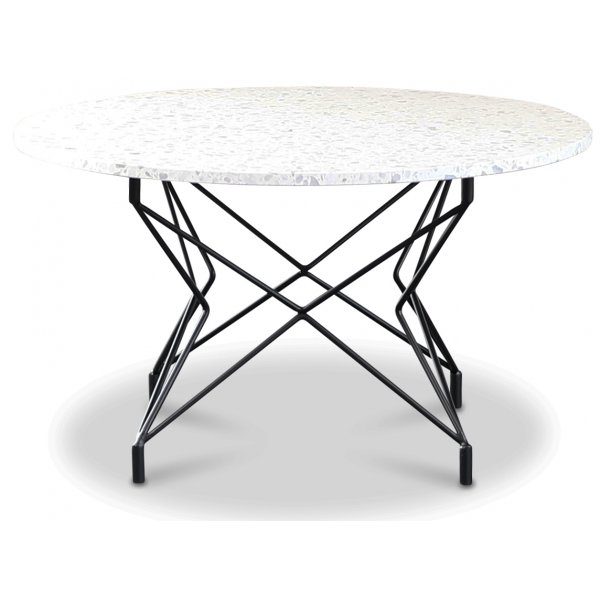 Terrazzo pyre sohvapyt  80 cm - Bianco Terrazzo & musta Star-metallirunko