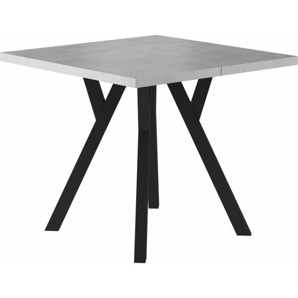Merlin jatkettava nelinmuotoinen ruokapyt 90x90-240 cm - Betoni/musta