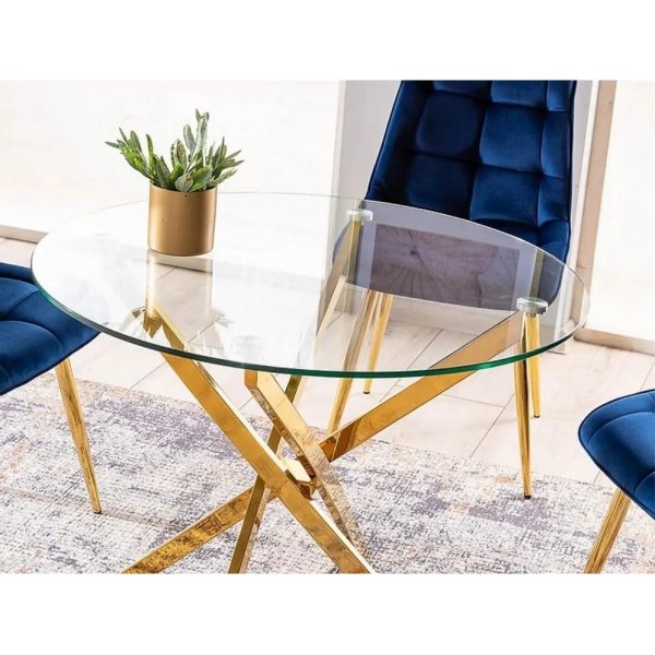 Ruokapyt lasikannella 90 cm, kultaiset jalat + Huonekalujen jalat