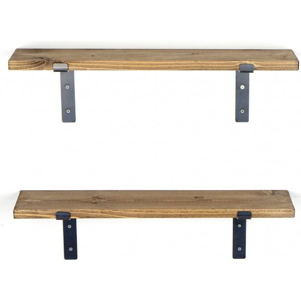 Lamba seinähylly 6 - Musta/pähkinä Lamba seinähylly 6 - Musta/pähkinä