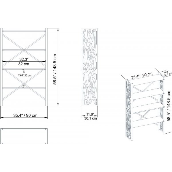 Merkelin kirjahylly - valkoinen/musta