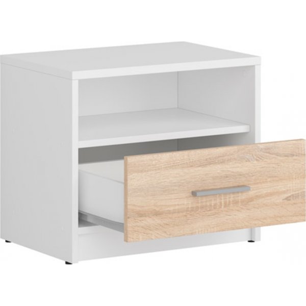Nepo Plus yöpöytä - Valkoinen/vaalea tammi Nepo Plus yöpöytä - Valkoinen/vaalea tammi