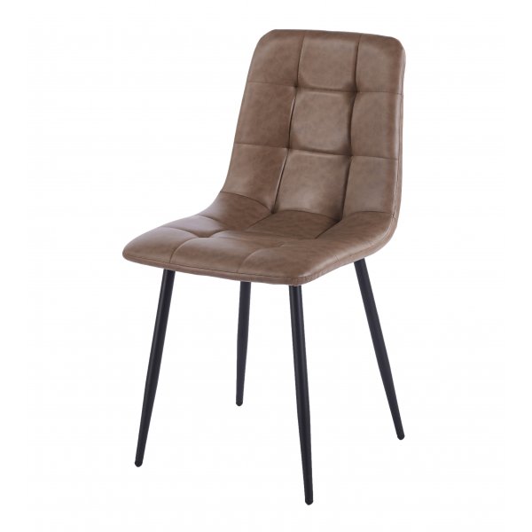 Ruokailuryhm� Sand� ruokap�yt� �120cm valkoinen terrazzo ja 4 Delta-ruokatuolia ruskeana vintage-v�risen�