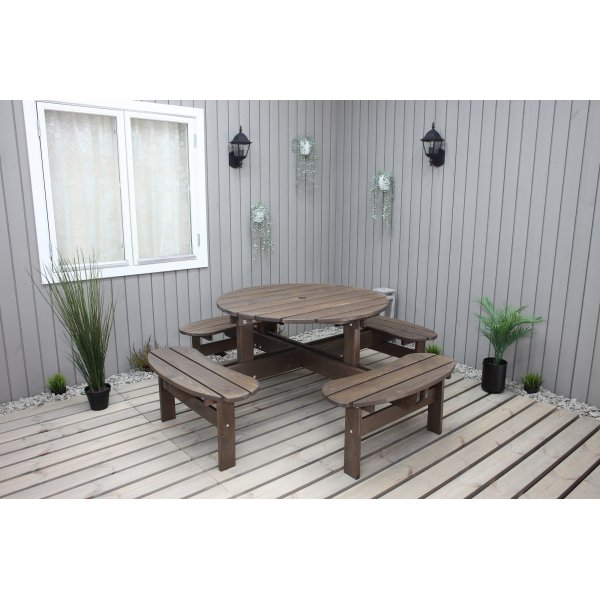 Ronda kalusteryhmä - Puutarhapenkki & pöytä yhdessä - Ruskea Ronda kalusteryhmä - Puutarhapenkki & pöytä yhdessä - Ruskea