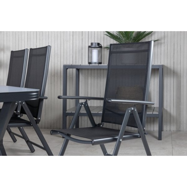 Virya ulkoruokailuryhmä 6 Break-tuolilla - musta/harmaa Virya ulkoruokailuryhmä 6 Break-tuolilla - musta/harmaa