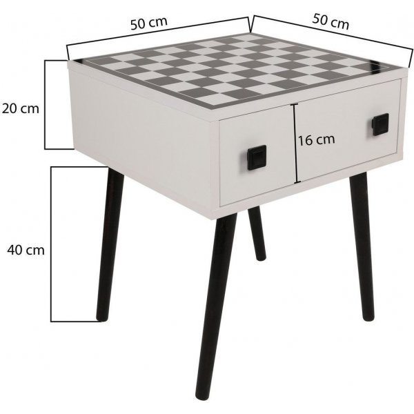 Shakkishakkipöytä 50 x 50 cm - Valkoinen/musta Shakkishakkipöytä 50 x 50 cm - Valkoinen/musta