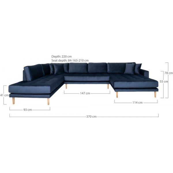 Lido U-sohva avopll - Tummansininen