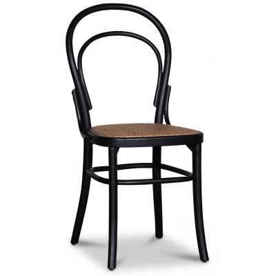 Svyinen musta taivutettu tuoli rottinkiistuimella + Huonekalujen jalat
