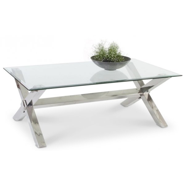 Malta sohvapyt 132 x 76 cm - Kromi/lasi