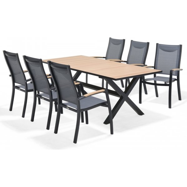 Panama ruokailuryhmä 5 - musta/tiikki Panama ruokailuryhmä 5 - musta/tiikki