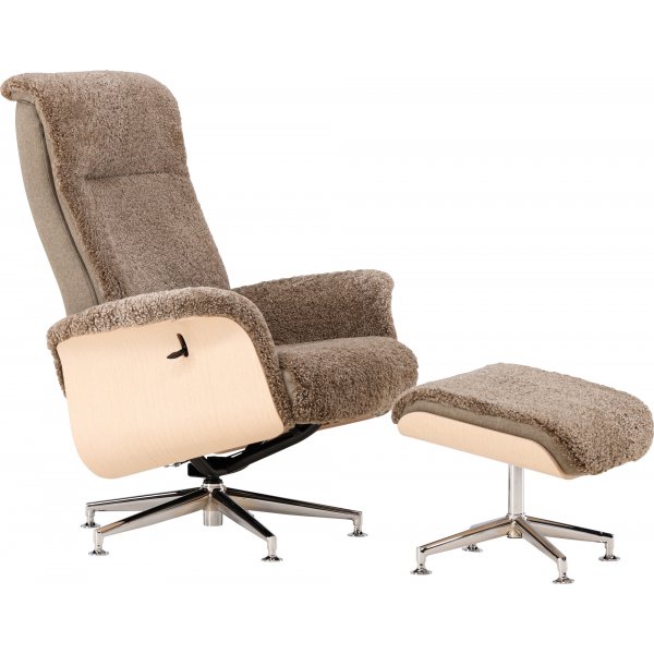 Lampaannahkainen nojatuoli rahilla - Ruskea / tammi - Ulla Lampaannahkainen nojatuoli rahilla - Ruskea / tammi - Ulla