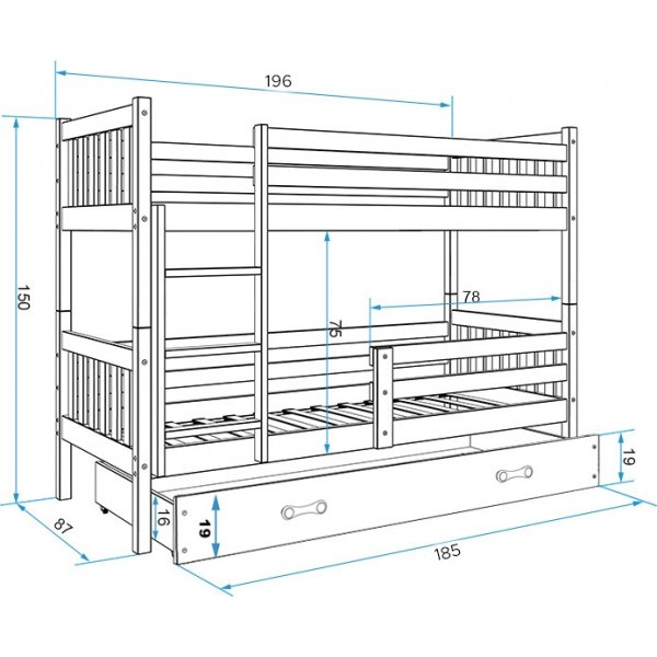Carino kerrossänky säilytyslaatikolla - Kaikki värit ja koko Carino kerrossänky säilytyslaatikolla - Kaikki värit ja koko
