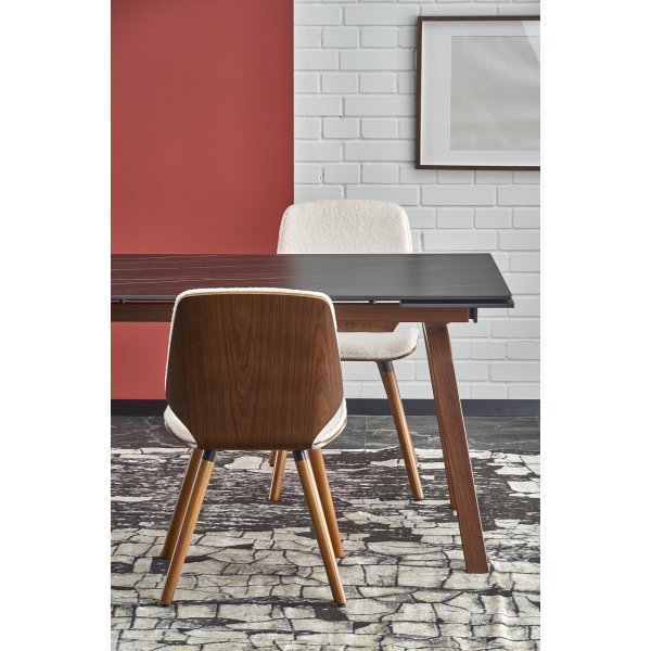 Lozano ruokapöytä 140-200 x 82 cm - Musta marmori/pähkinä Lozano ruokapöytä 140-200 x 82 cm - Musta marmori/pähkinä