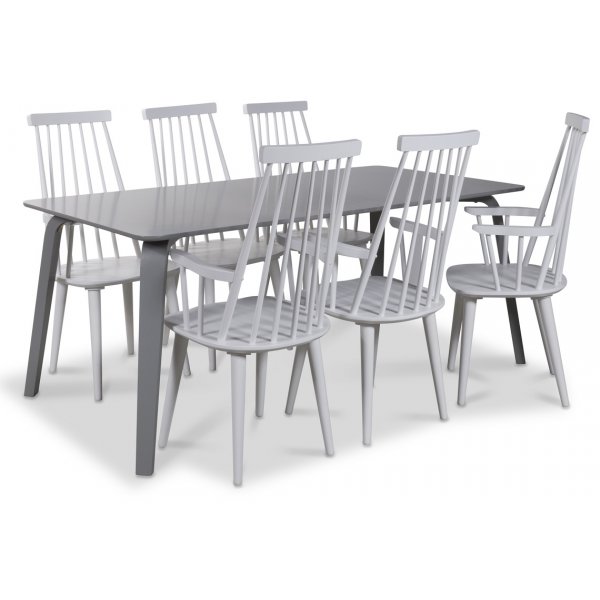 Dalsland valkoinen keppi tuoli ksinojilla ja korkealla selknojalla