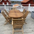 Asiakaskuva Tiikkipuusta valmistettu tuoli käsinojilla - Saltö