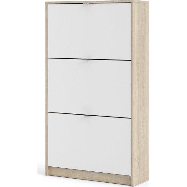 Kengät syvä kenkäkaappi, jossa 3 lokeroa - tammi/valkoinen Kengät syvä kenkäkaappi, jossa 3 lokeroa - tammi/valkoinen