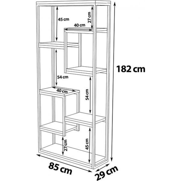 Emina kirjahylly - pähkinä/musta Emina kirjahylly - pähkinä/musta