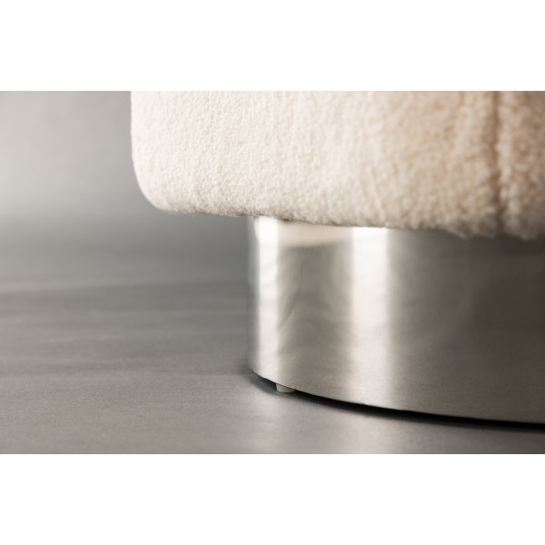 Newton-pouf - luonnonvalkoinen/hopea