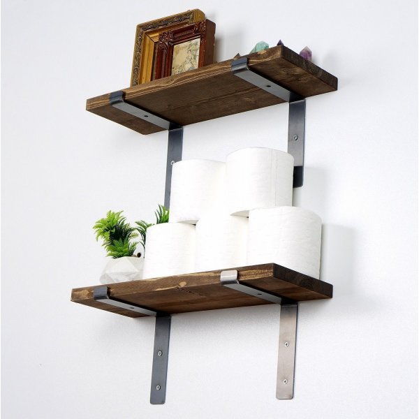 Lamba seinähylly 5 - Musta/pähkinä Lamba seinähylly 5 - Musta/pähkinä