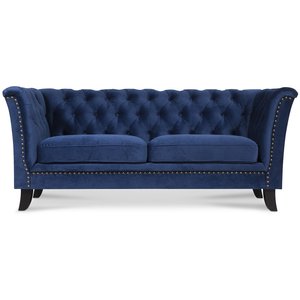 Kolmen istuttava sohva Milton Chesterfield - Tummansininen sametti + Huonekalujen tahranpoistoaine