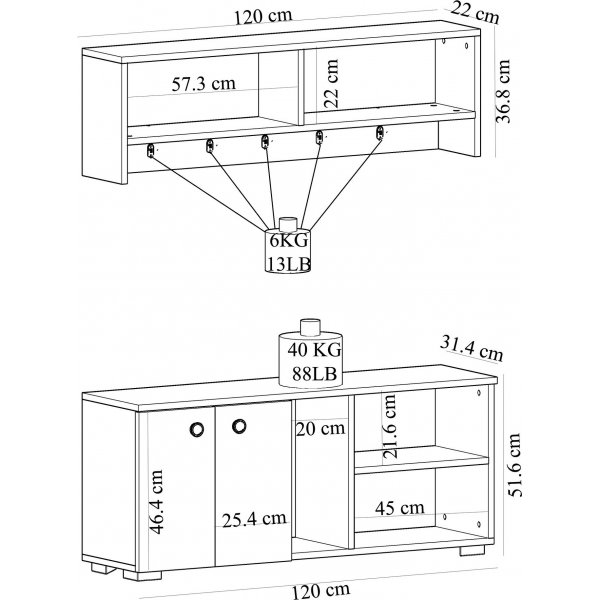 Sarandon aulakalusteet - Valkoinen/safiiri Sarandon aulakalusteet - Valkoinen/safiiri