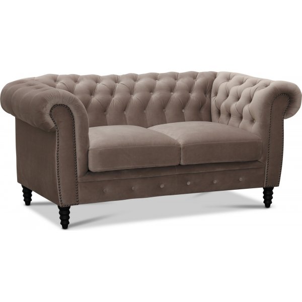 Kahden istuttava Chesterfield Cambridge -sohva - Vaaleanharmaa sametti Kahden istuttava Chesterfield Cambridge -sohva - Vaaleanharmaa sametti
