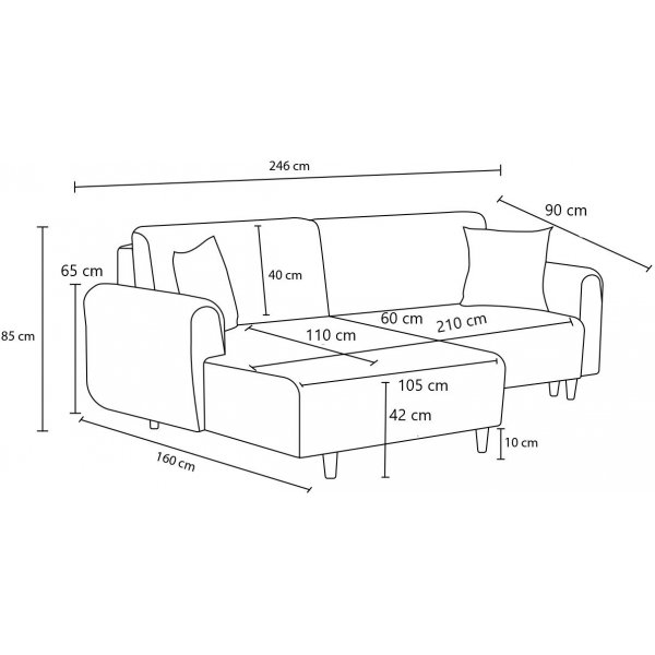 Mane vuodesohva vasemmalla - Cream Mane vuodesohva vasemmalla - Cream