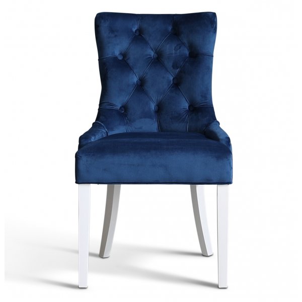 Dalsland-ruokailuryhmä: Ruokapöytä valkoinen / tammi ja 6 Tuva-tuolia sinistä samettia + 4.00 x Huonekalujen jalat Dalsland-ruokailuryhmä: Ruokapöytä valkoinen / tammi ja 6 Tuva-tuolia sinistä samettia + 4.00 x Huonekalujen jalat