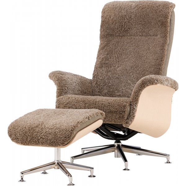 Lampaannahkainen nojatuoli rahilla - Ruskea / tammi - Ulla Lampaannahkainen nojatuoli rahilla - Ruskea / tammi - Ulla