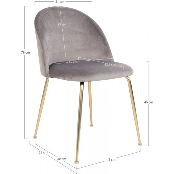 Geneve ruokapydn tuoli - harmaa/messinki