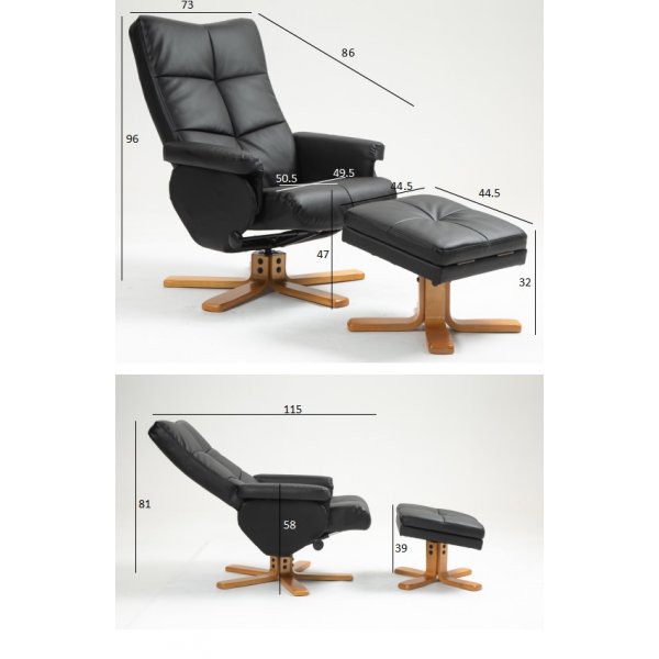 Duva lepotuoli rahiolla mustaa PU:ta ja ruskeat jalat Duva lepotuoli rahiolla mustaa PU:ta ja ruskeat jalat