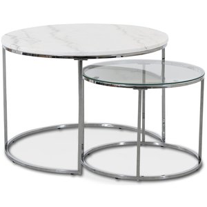 Pinottava Tiffany-pöytä - Valkoinen marmori / Kromi Pinottava Tiffany-pöytä - Valkoinen marmori / Kromi