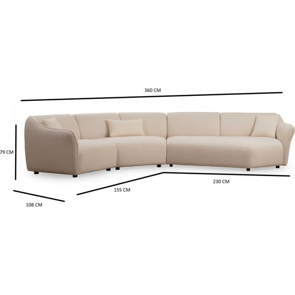 Mentis kulmasohva 360 cm - Kermanvärinen Mentis kulmasohva 360 cm - Kermanvärinen